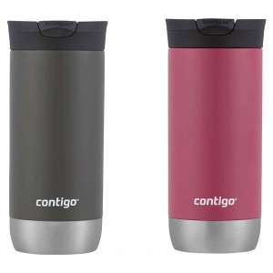 Contigo SnapSeal Insulated Stainless Steel Travel Mug with Grip, 16 oz., 2-Pack, Sake & Dragon Fruit Best Price