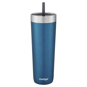 Contigo Luxe Stainless Steel Insulated Tumbler with Spill-Proof Lid and Straw, 24 oz, Biscay Bay on Outlet