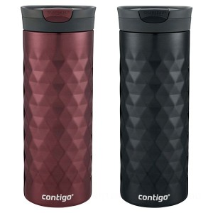 Contigo SNAPSEAL Kenton Vacuum-Insulated Stainless Steel Travel Mugs, 20oz, Spiced Wine & Black, 2-Pack on Clearance