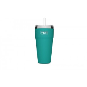 YETI Rambler 26 oz Stackable Cup with Straw Lid aquifer-blue Cheap