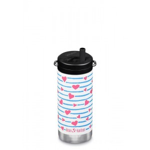 Klean Kanteen Insulated TKWide 12 oz with Twist Cap-Heart Stripes on Outlet