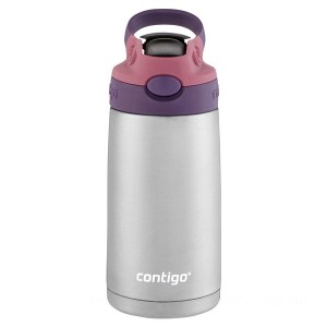 Cheap Contigo Kids Stainless Steel Water Bottle with Redesigned AUTOSPOUT Straw, 13 oz, Eggplant & Punch