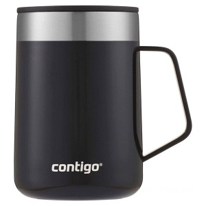 Contigo® Stainless Steel Vacuum-Insulated Mug with Handle and Splash-Proof Lid, Licorice, 14 oz on Sale